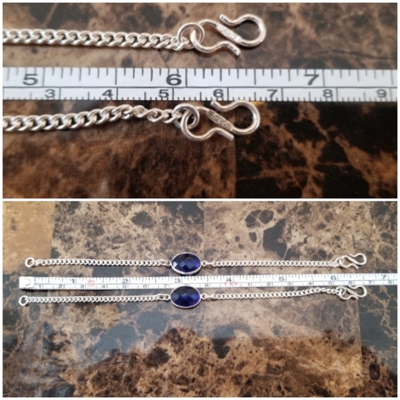 Genuine Blue Sapphire Chain Bracelet 6.5" long - Picture 5 of 5